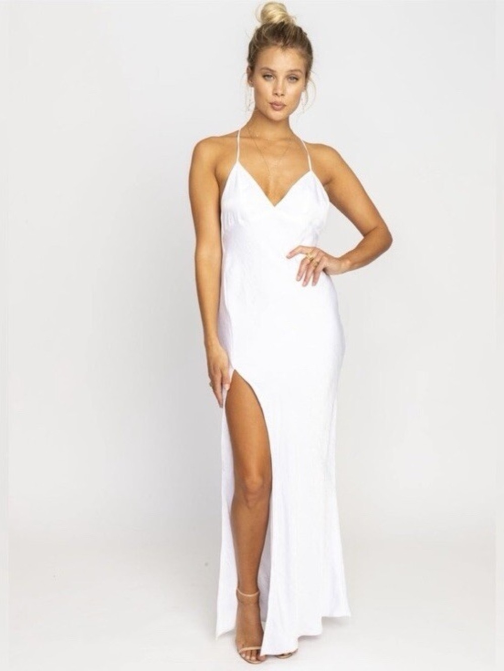 NWT Resa white slip dress with slit